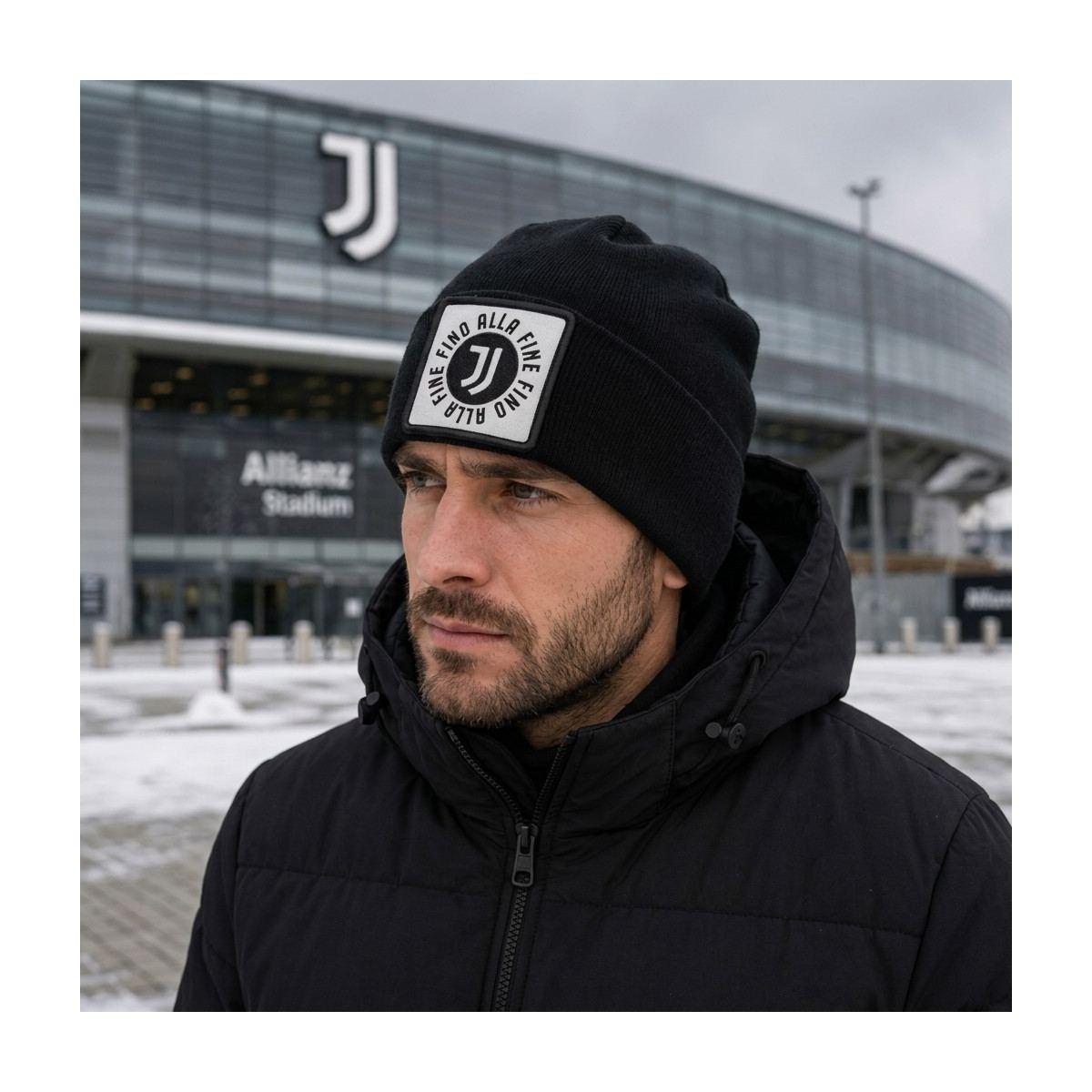 Cappello skipper uomo in maglia liscia con patch in pelle ufficiale Juventus