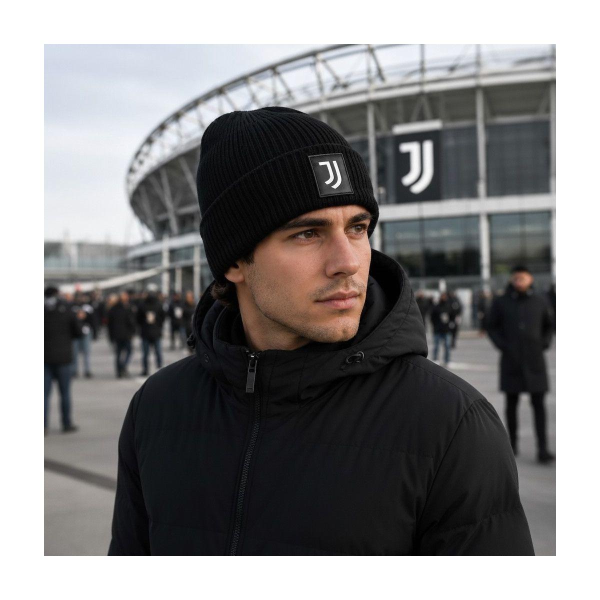 Cappello skipper nero uomo con patch in pelle ricamato ufficiale Juventus
