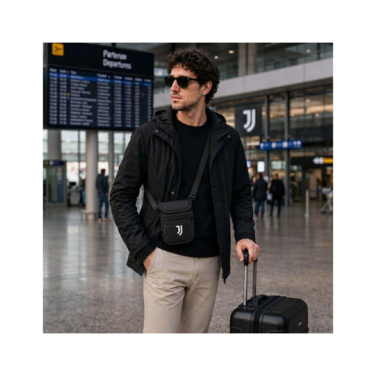Borsello da viaggio uomo in poliestere RFID ufficiale Juventus