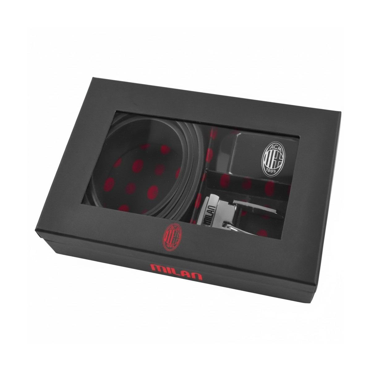 Parure cintura in pelle 2 fibbie in box ufficiale Milan