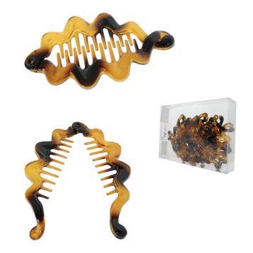 Clip per capelli a banana ondulata in plastica tartarugata lill