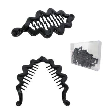 Clip per capelli a banana ondulata nera in plastica lill