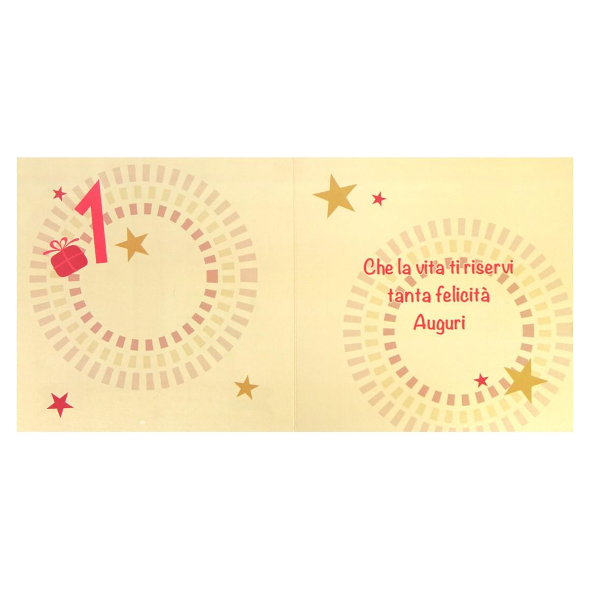 Biglietti auguri 1 compleanno 16x16 cm