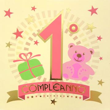 Biglietti auguri 1 compleanno 16x16 cm