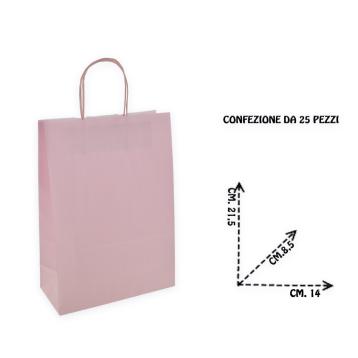 Shoppers carta H 21,5 X L14 X P 8,5 cm. colore rosa