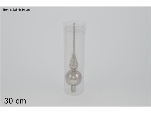 Puntale vetro albero 30cm perlato silver 10251610-30/s-pearl