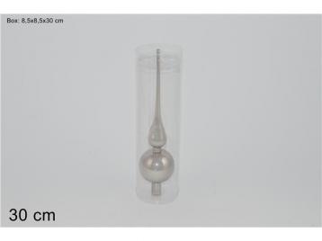 Puntale vetro albero 30cm perlato silver 10251610-30/s-pearl