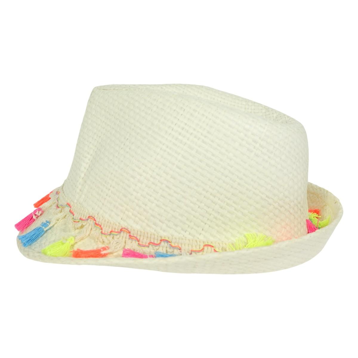 Cappello di paglia con nappine colorate Le Kikke