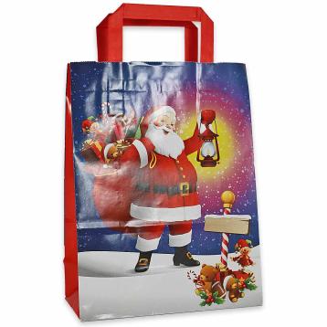 Shoppers carta f.to 45 + 15 x 49 babbo natale manico piatto