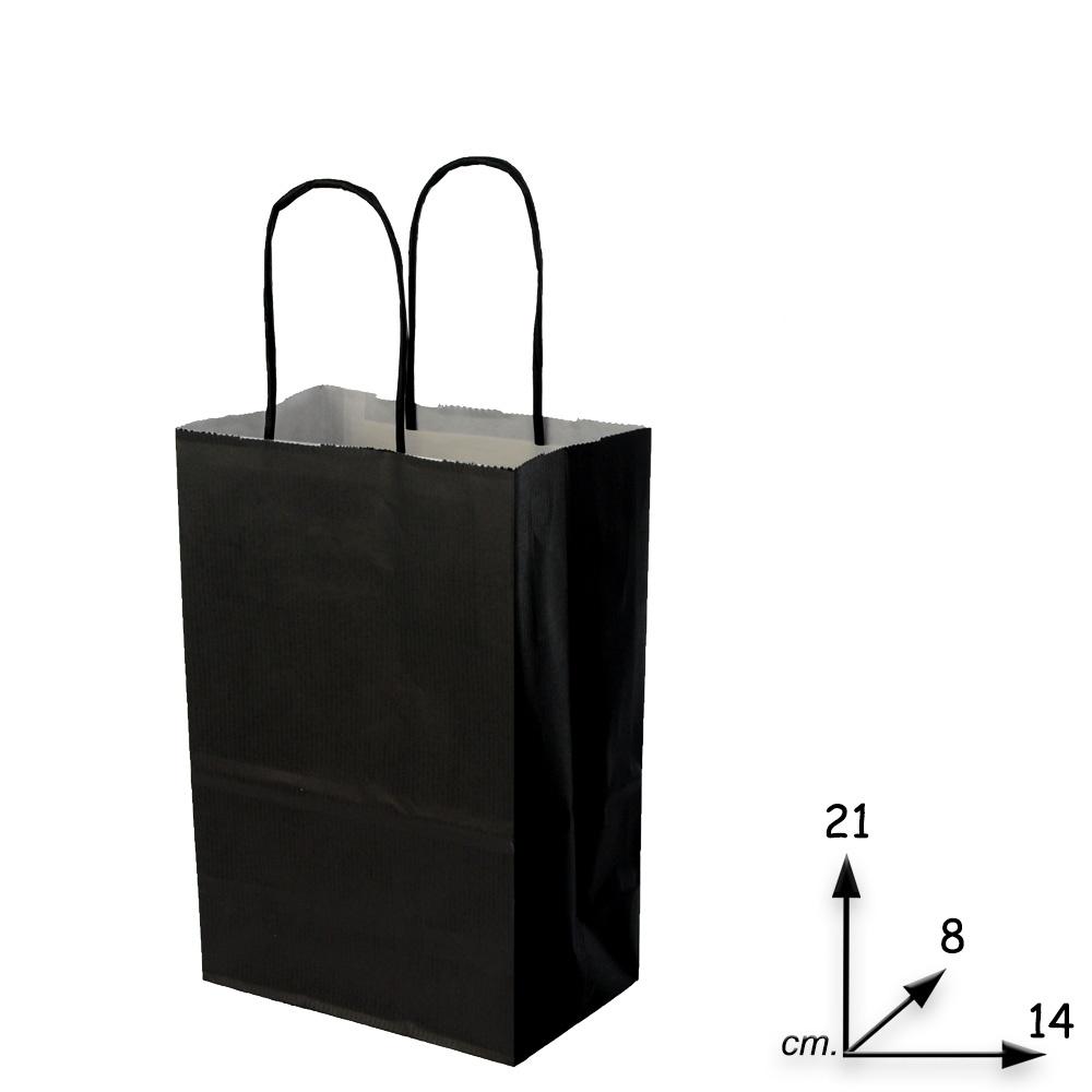 Shoppers carta h 21,5  x  l 14 X  p 8,5 cm. colore nero pastello