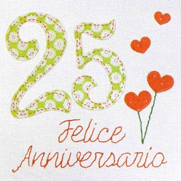 Biglietti auguri 25esimo anniversario 16x16 cm
