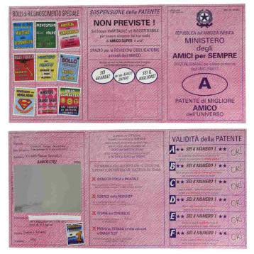 Biglietto + busta patente con specchio ''amico''