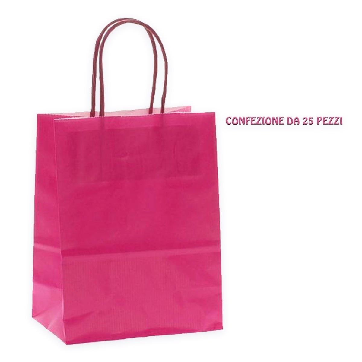 Shoppers carta  colore fucsia h31 x l24 x p11