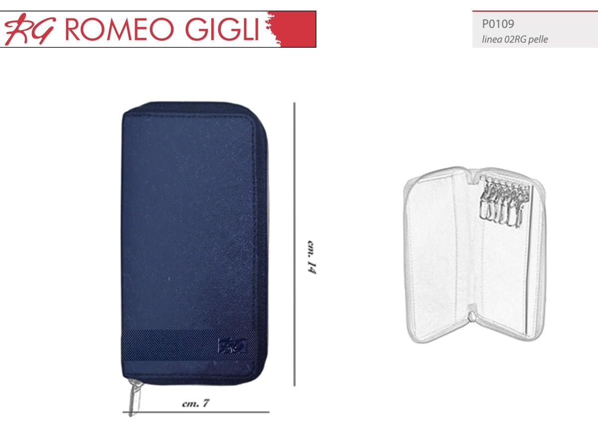 Portachiavi in pelle a gancio uomo romeo gigli blu