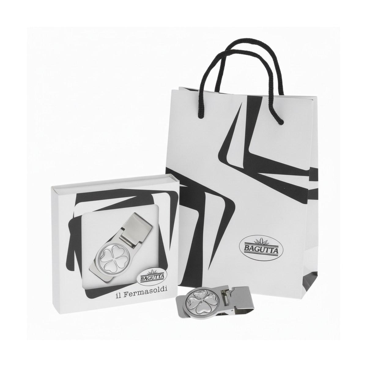 Fermasoldi con applicazione in argento qudrifoglio Bagutta