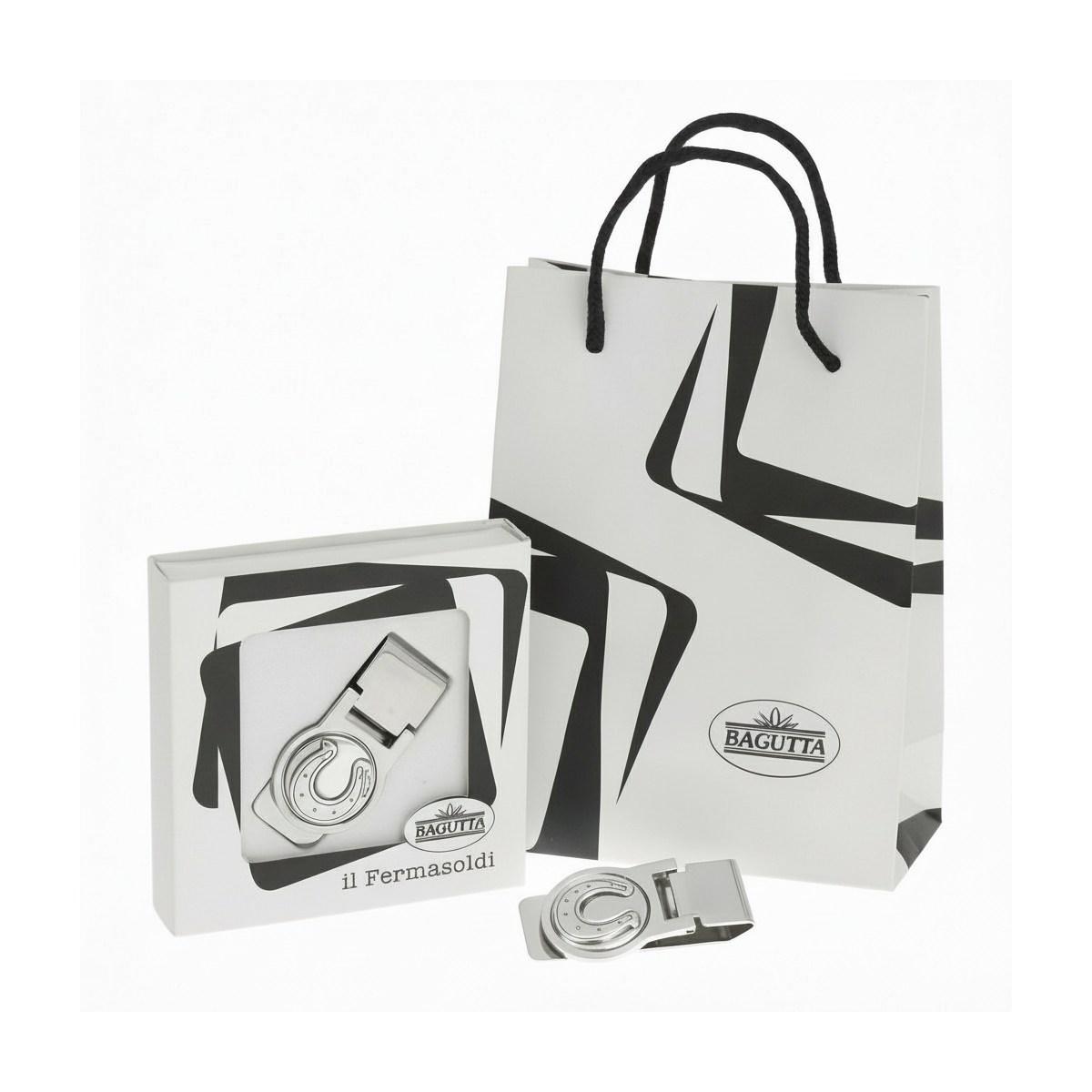 Fermasoldi con applicazione in argento ferro di cavallo Bagutta