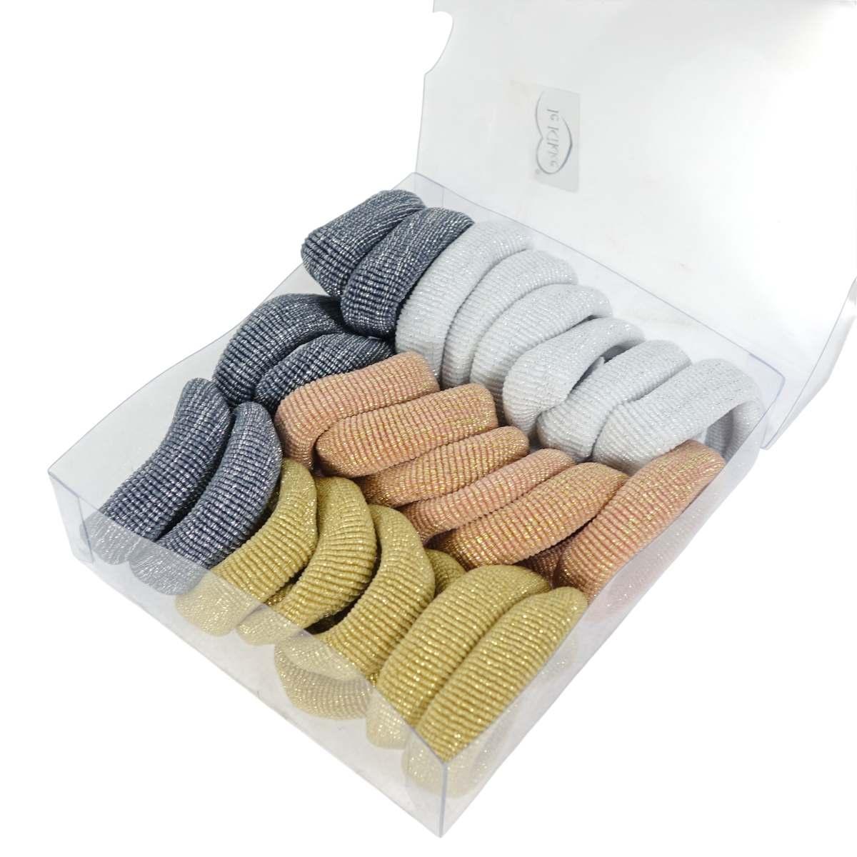 Fermacoda glitterato in box da 24 pezzi colori assortiti