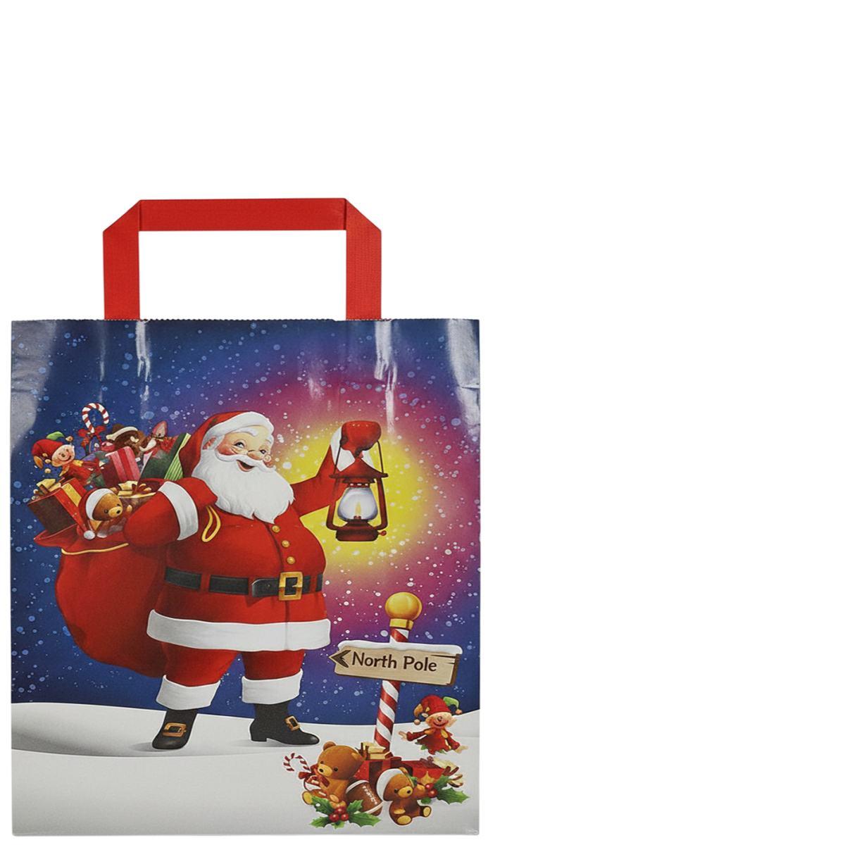 Shopper in carta h.37 x l.27 x p.12 cm fantasia natalizia babbo natale