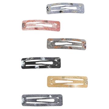 Clic clac per capelli in metallo rettangolari 7 cm con glitter