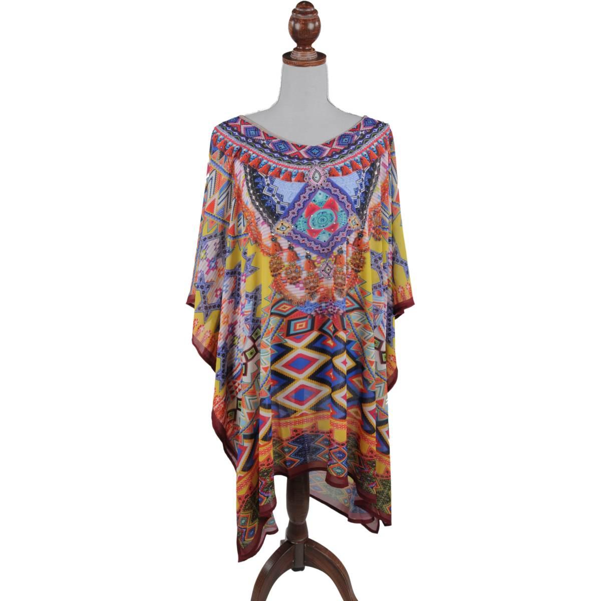 Kaftano georgette hq corto 100% pl aqua di mare