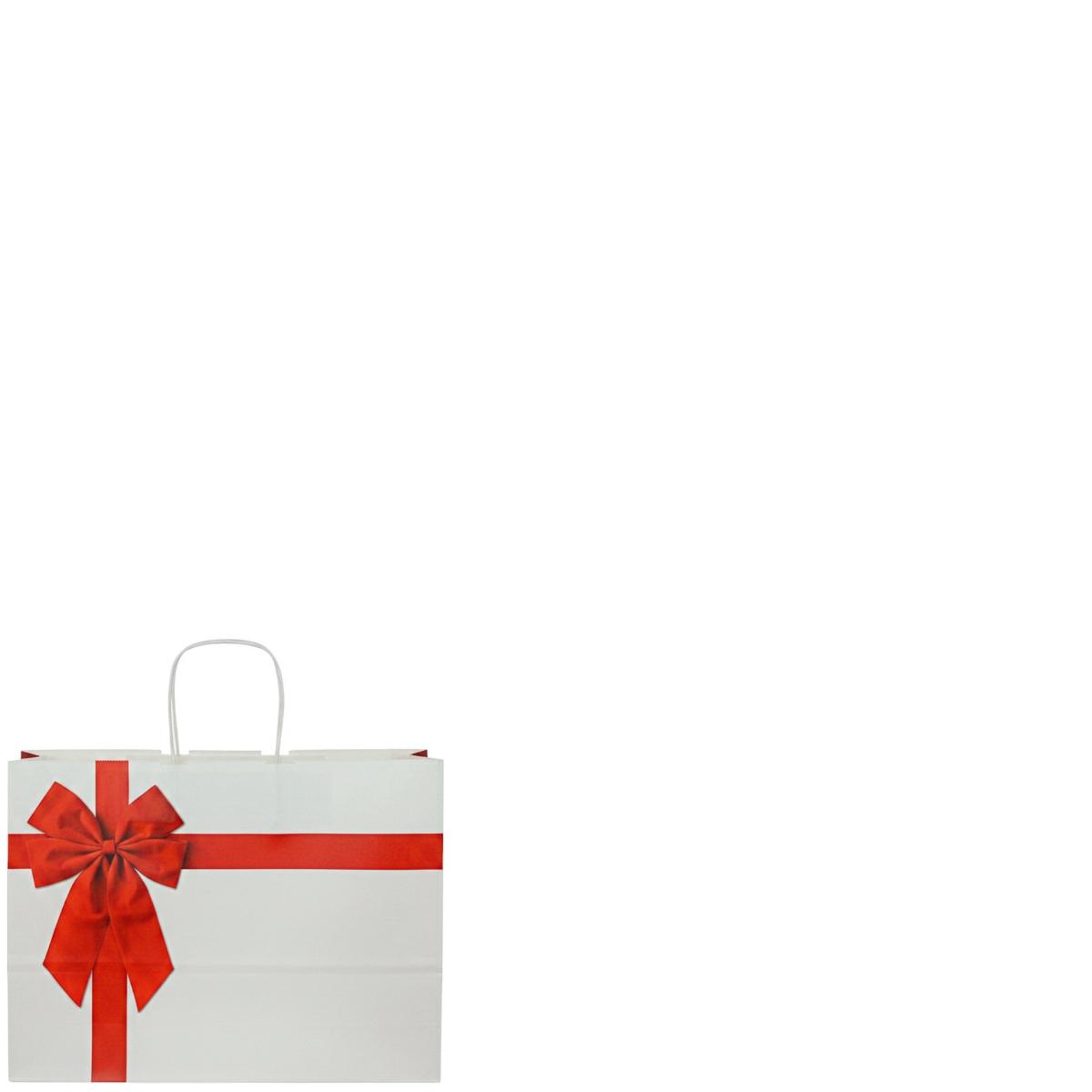 Shopper in carta h.21 x l.24 x p.11 cm con manico ritorto fantasia rosette