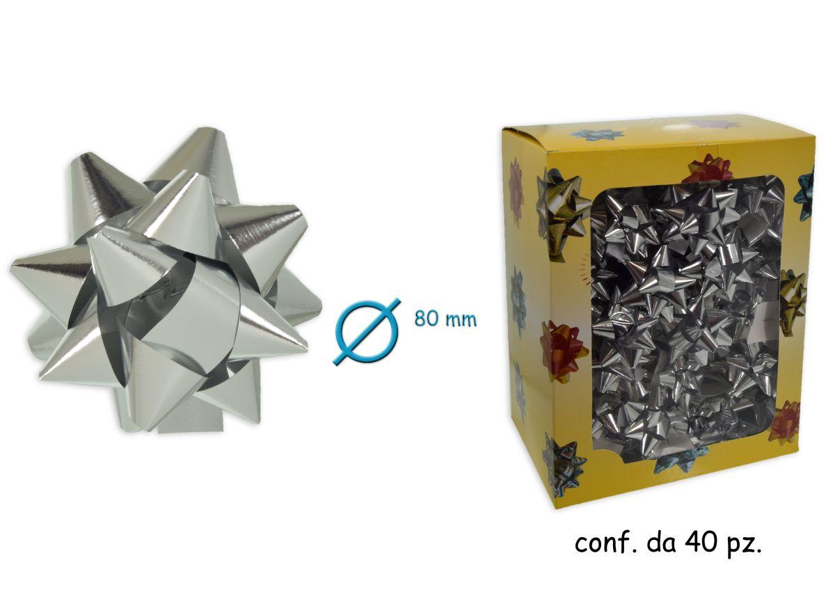 Coccarde adesive metallizzate argento mm. 19