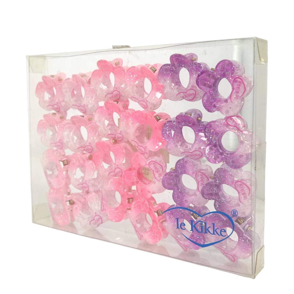 Pinza mini per capelli fiore glitter in box da 24 pz. Le Kikke