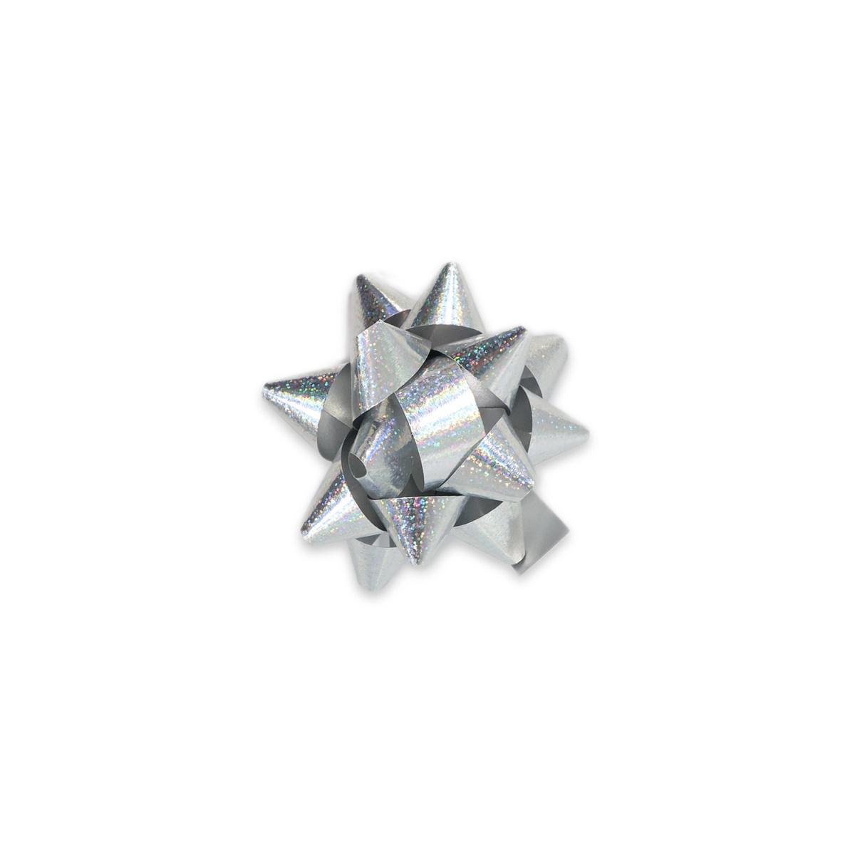 Coccarde adesive fantasia glitter argento mm. 10