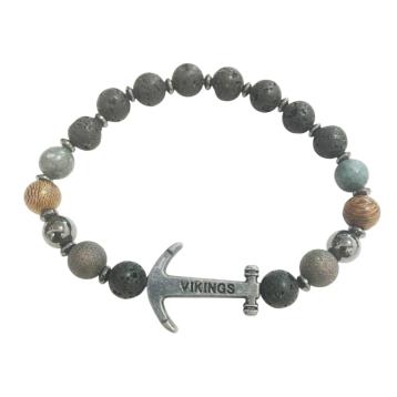 Bracciale di pietre con elastico simbolo ancora