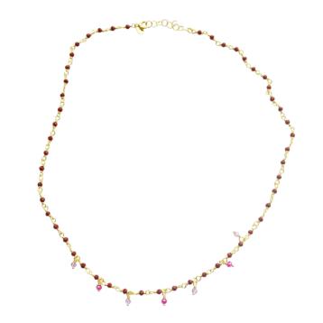 Collana donna in metallo rodiato e cristallo