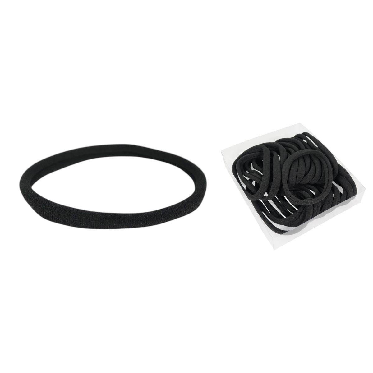 Fascia elastico per capelli sottile nera in box da 24 pezzi
