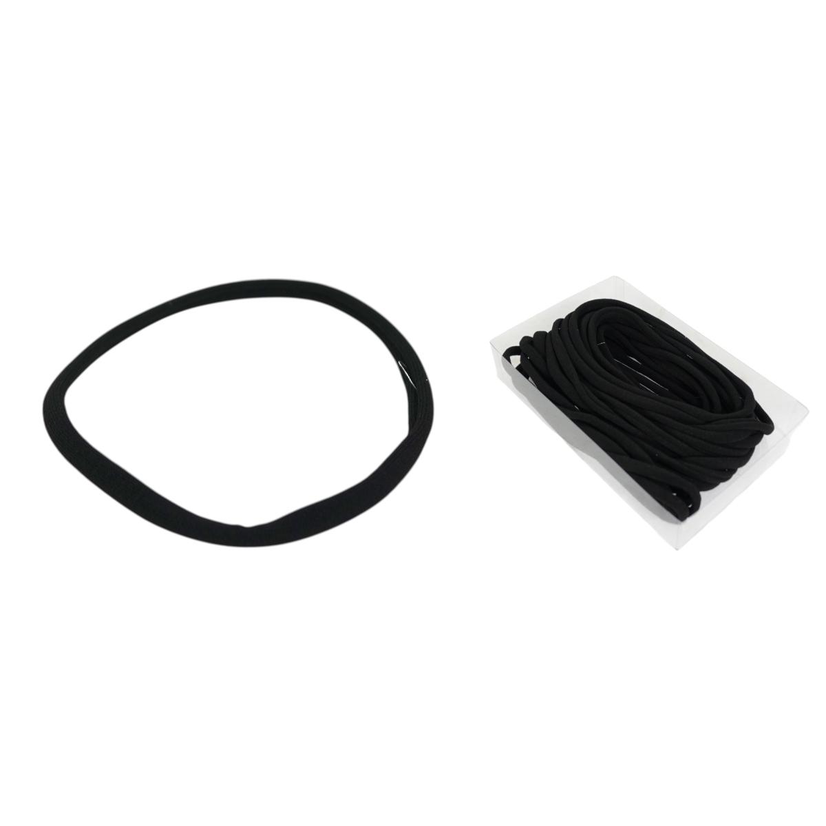 Fascia elastico per capelli sottile nera in box da 24 pezzi