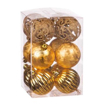 Set 12 palline di natale oro in plastica d6 cm