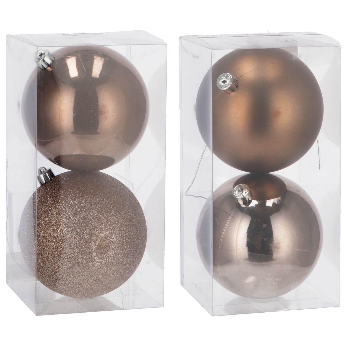 Set 2 palline di natale bronzo in plastica d12 cm