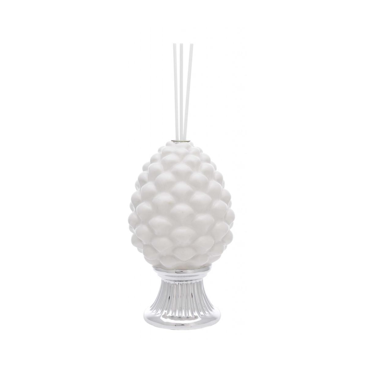 Pigna con diffusore colore bianco con base argento h10