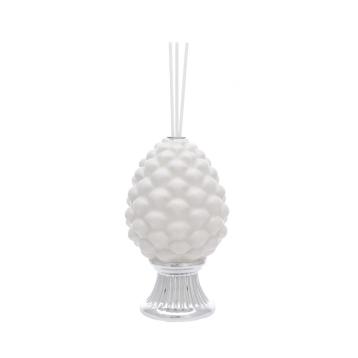 Pigna con diffusore colore bianco con base argento h10