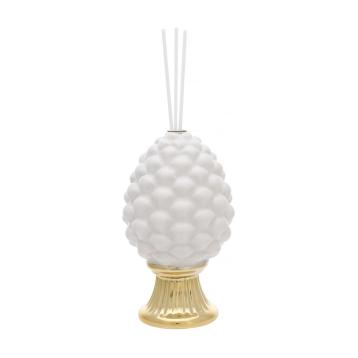 Pigna con diffusore colore bianco con base oro h10